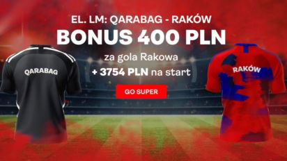 Bonus 400 zł za gola Rakowa Częstochowa z Qarabagiem w eliminacjach Ligi Mistrzów