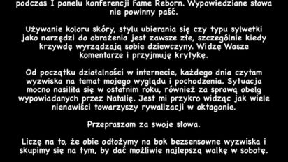 Lizi przeprasza za rasistowską odzywkę do Navci na konferencji FAME Reborn!