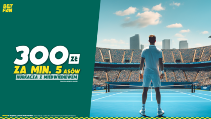 Freebet 300 PLN za min. 5 asów Hurkacza w meczu z Miedwiediewem