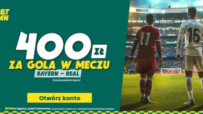 Bonus 400 PLN za gola w meczu Bayern Monachium - Real Madryt