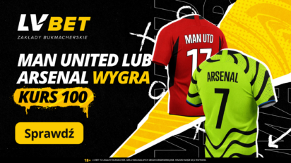 Kurs 100.00 na wygraną Manchesteru United lub Arsenalu