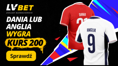 Kurs 200.00 na zwycięstwo Danii lub Anglii w meczu na EURO 2024