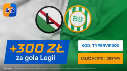 Bonus 300 PLN za gola Legii lub Jagiellonii