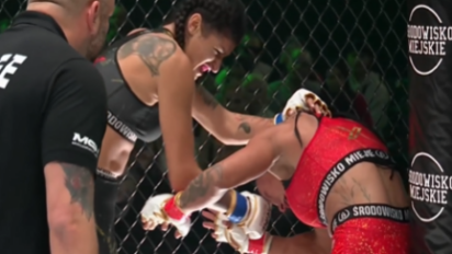Jessica Kusz brutalnie poddaje Andrzejewską zasypując ją ciosami!