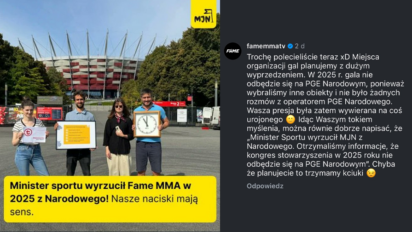 Minister sportu wyrzucił FAME MMA z PGE Narodowego?! - Mocne pomówienia w stronę federacji!
