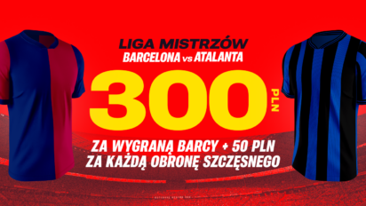Bonus 300 PLN za wygraną Barcelony z Atalantą + 50 PLN za każdą obronę Szczęsnego