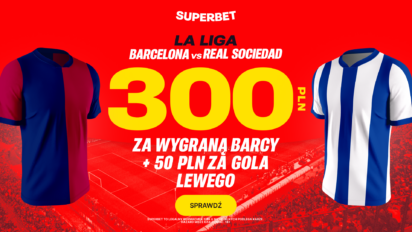 Bonus 300 PLN za wygraną Barcelony i 50 PLN za każdego gola Lewego