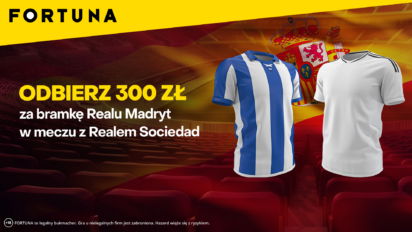 Bonus 300 PLN we freebetach za gola Realu Madryt z Sociedad