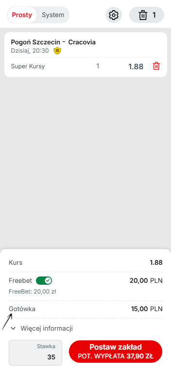 jak obliczany jest freebet w superbet