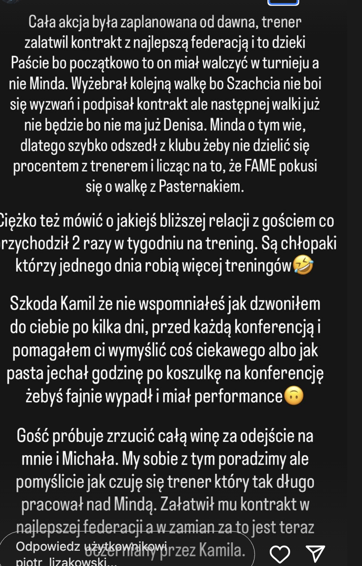 Lizak tłumaczy, czemu Minda odszedł z klubu