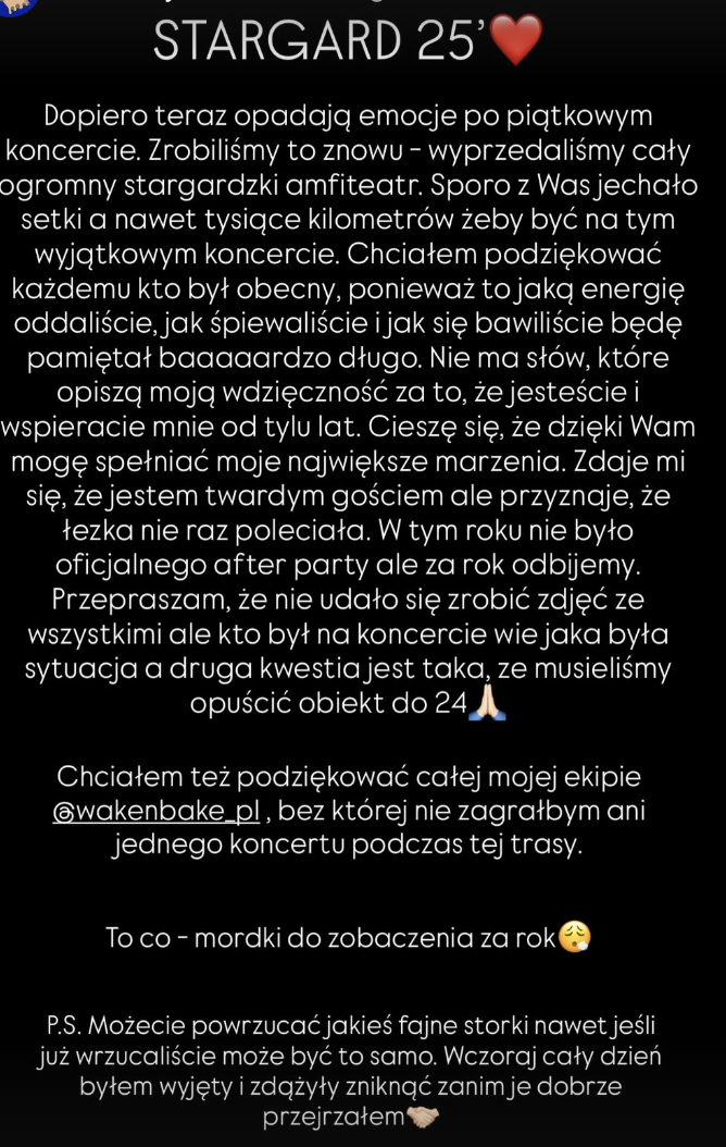 Kubańczyk dziękuje fanom