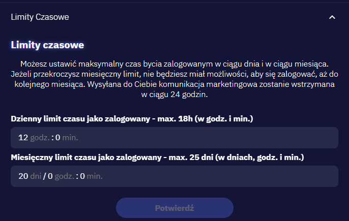 total casino limity czasowe