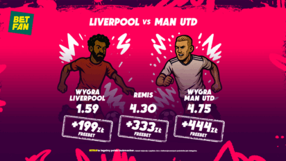 Freebet do 444 PLN za mecz Liverpool - Manchester United