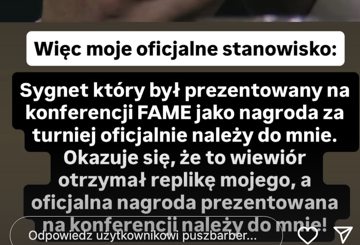 Puszbarber o sygnecie FAME MMA