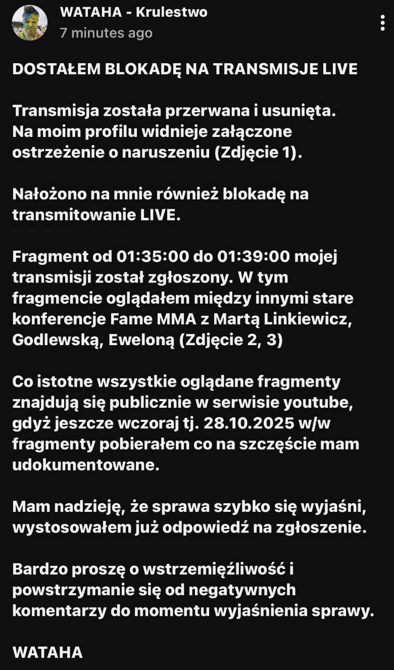 Live Sylwestra zakończony