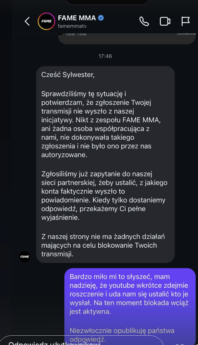 FAME MMA zaprzecza, że zgłosiło live Sylwestra