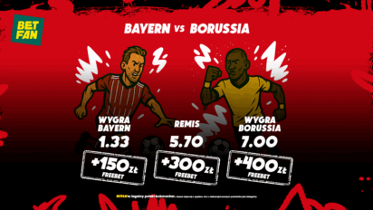 Freebet do 400 PLN za mecz Bayern Monachium vs BVB