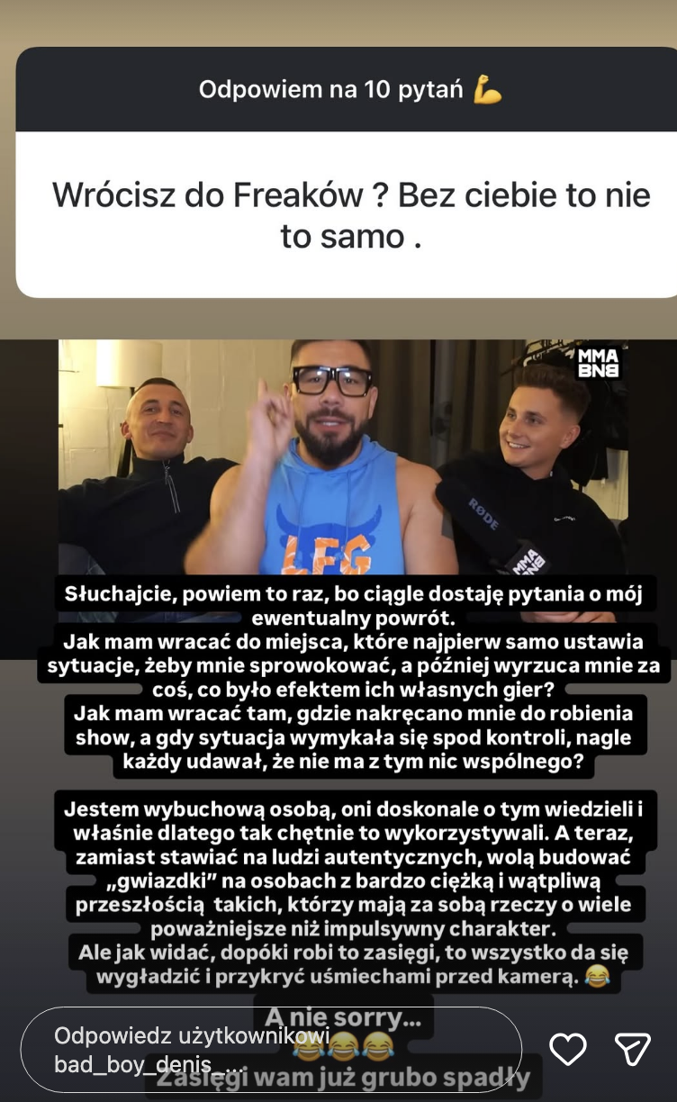 Denis Załęcki o powrocie do freaków