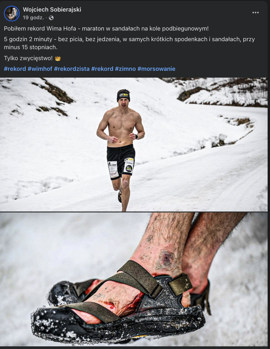 W sandałach po kole podbiegunowym? Sobierajski z kolejnym rekordem