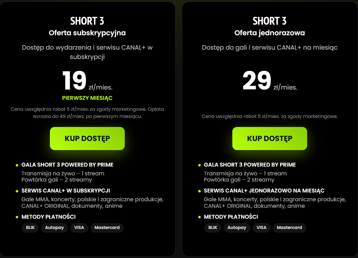 prime short mma 3 cena