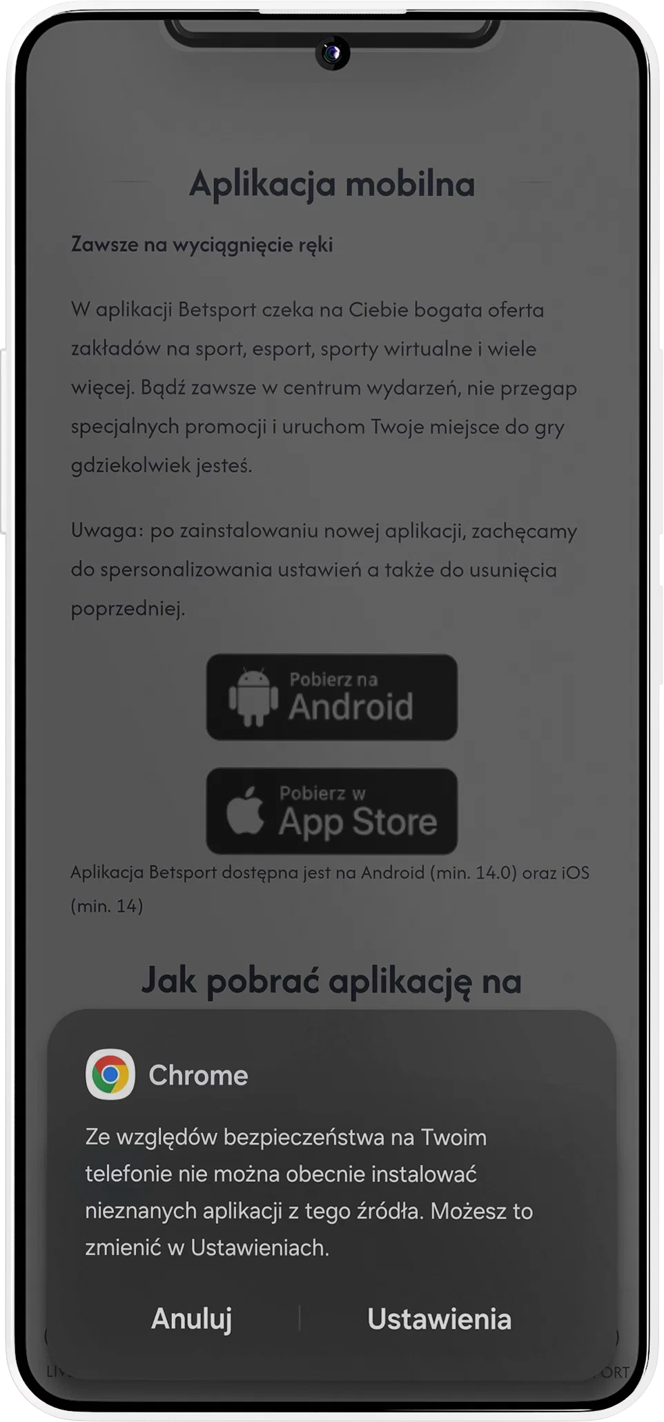 instalacja aplikacji betsport krok 1