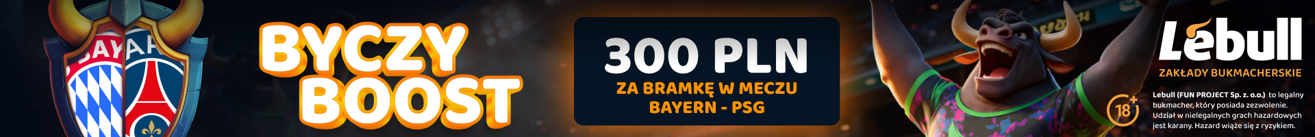 lebull bonus za gola w meczu bayern vs psg