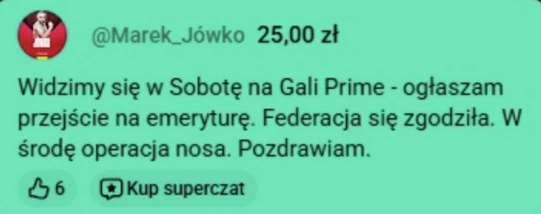 Marek jówko odchodzi na emeryturę?
