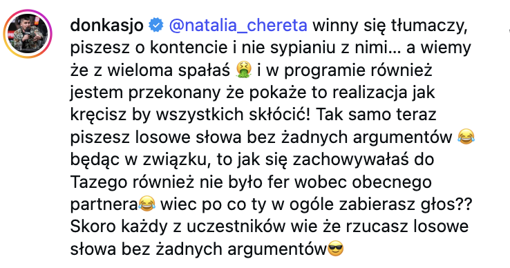 Don Kasjo do Natalii Cherety