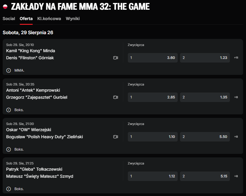 kursy na fame mma 32