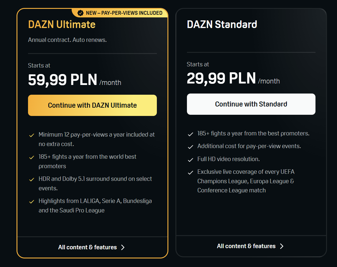 dazn ceny