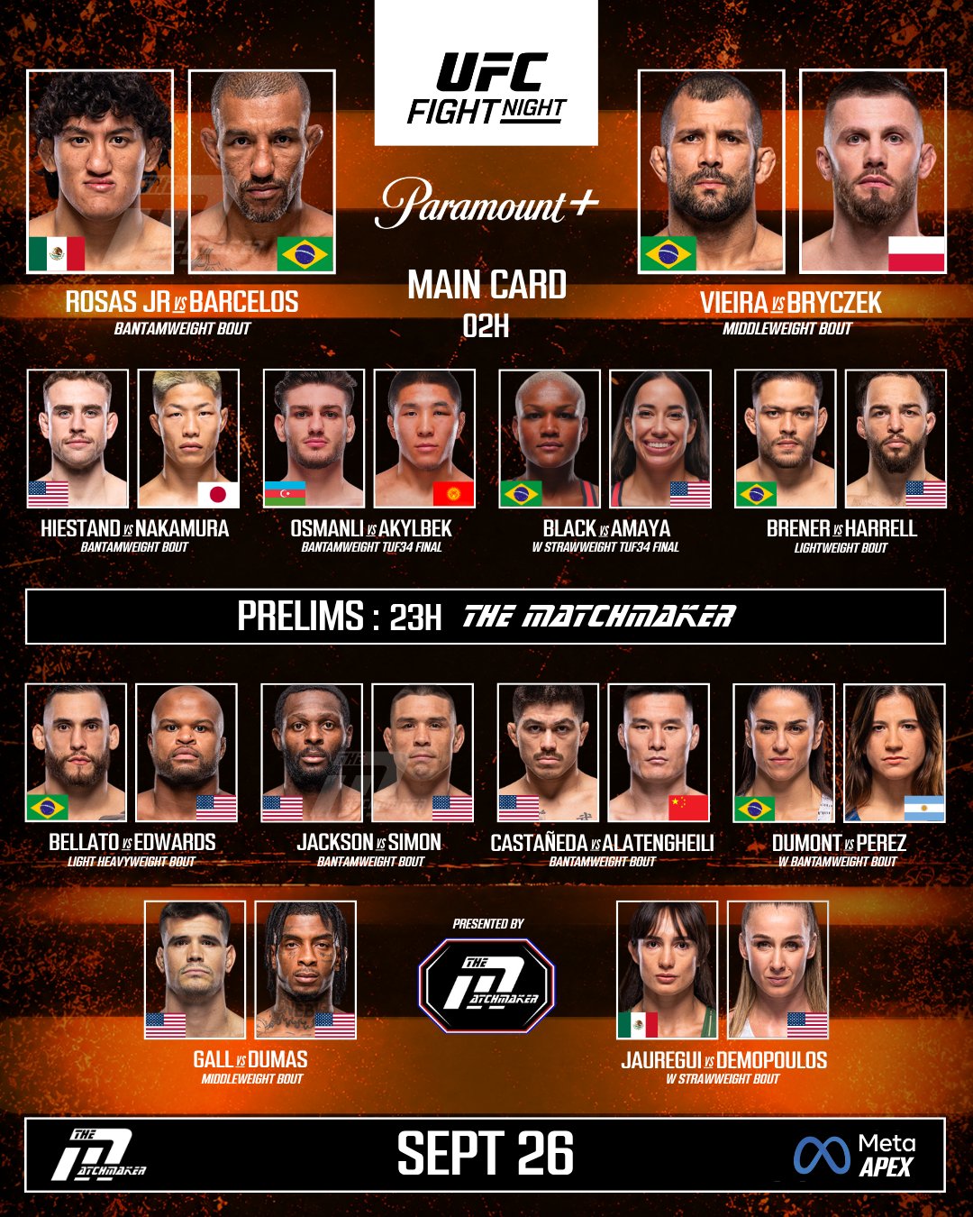 ufc rosas vs barcelos karta walk