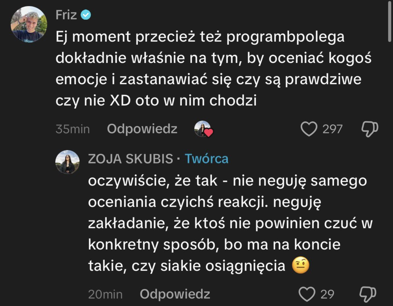 Friz odpowiada na filmik Zoi